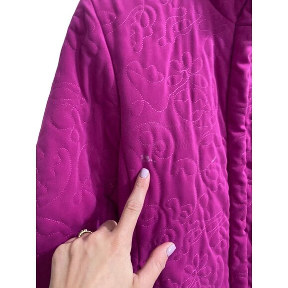 Chico's Pink Quilted Floral Embroidered Jacket winter coat size 0 Small - Picture 4 of 6